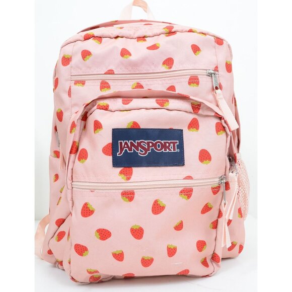 JanSport Strawberry Shower Big Student 17.5" Backpack School Bag Daypack - Picture 3 of 12